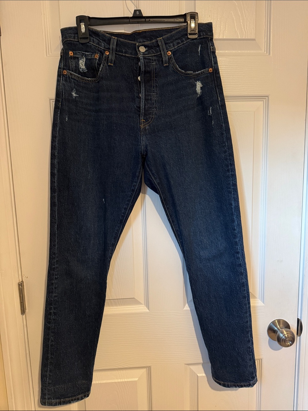 Levi's Dark Blue Relaxed Fit Distressed Jeans